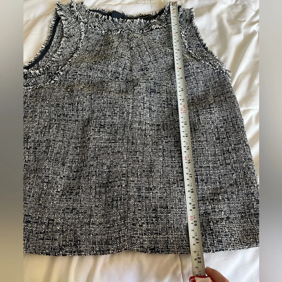 Banana Republic Tweed sleeveless top Navy blue & white Boho academia size small - Picture 12 of 12